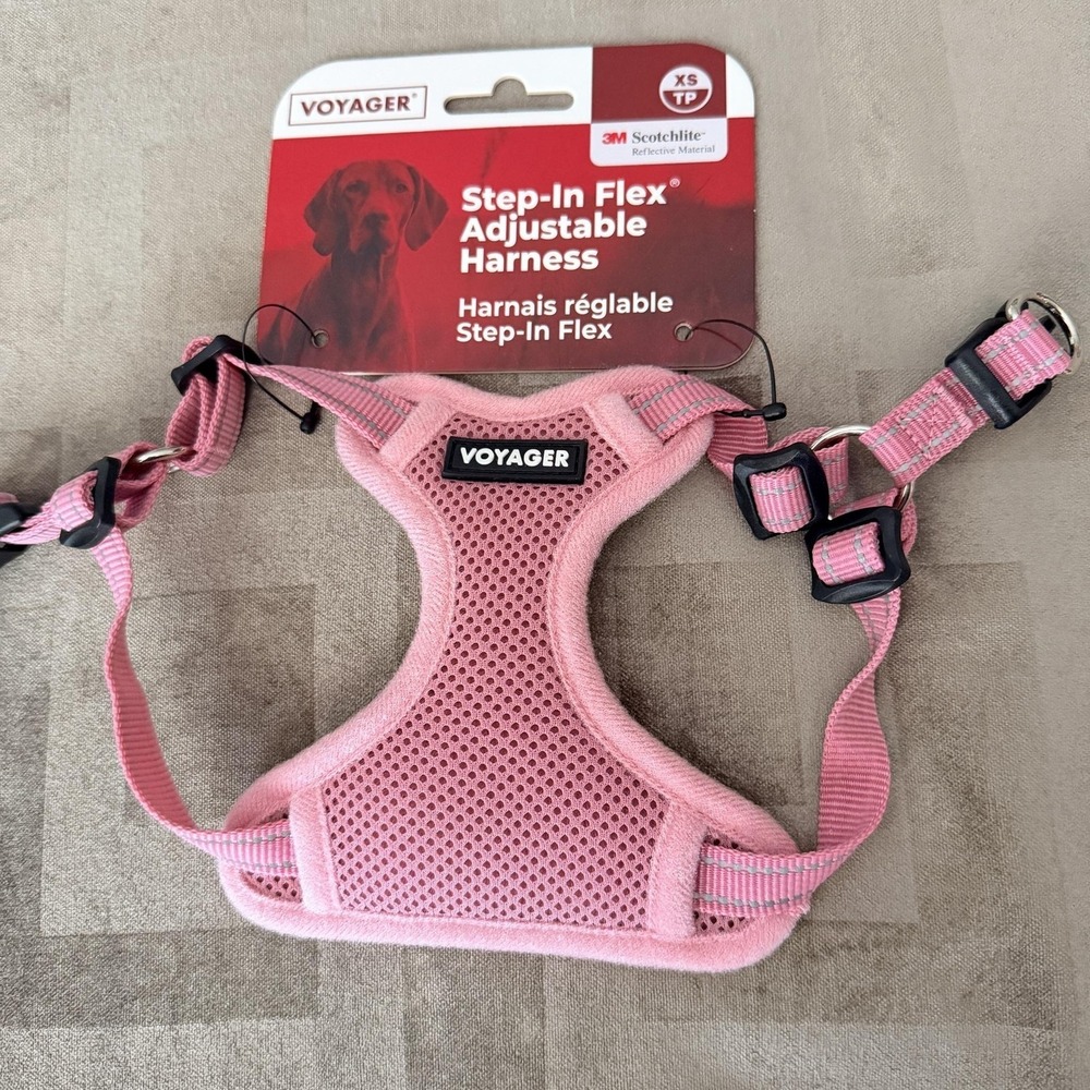 Voyager Dog Harness XS Step-In Adjustable Pink Mesh 3M Scotchlite Reflective